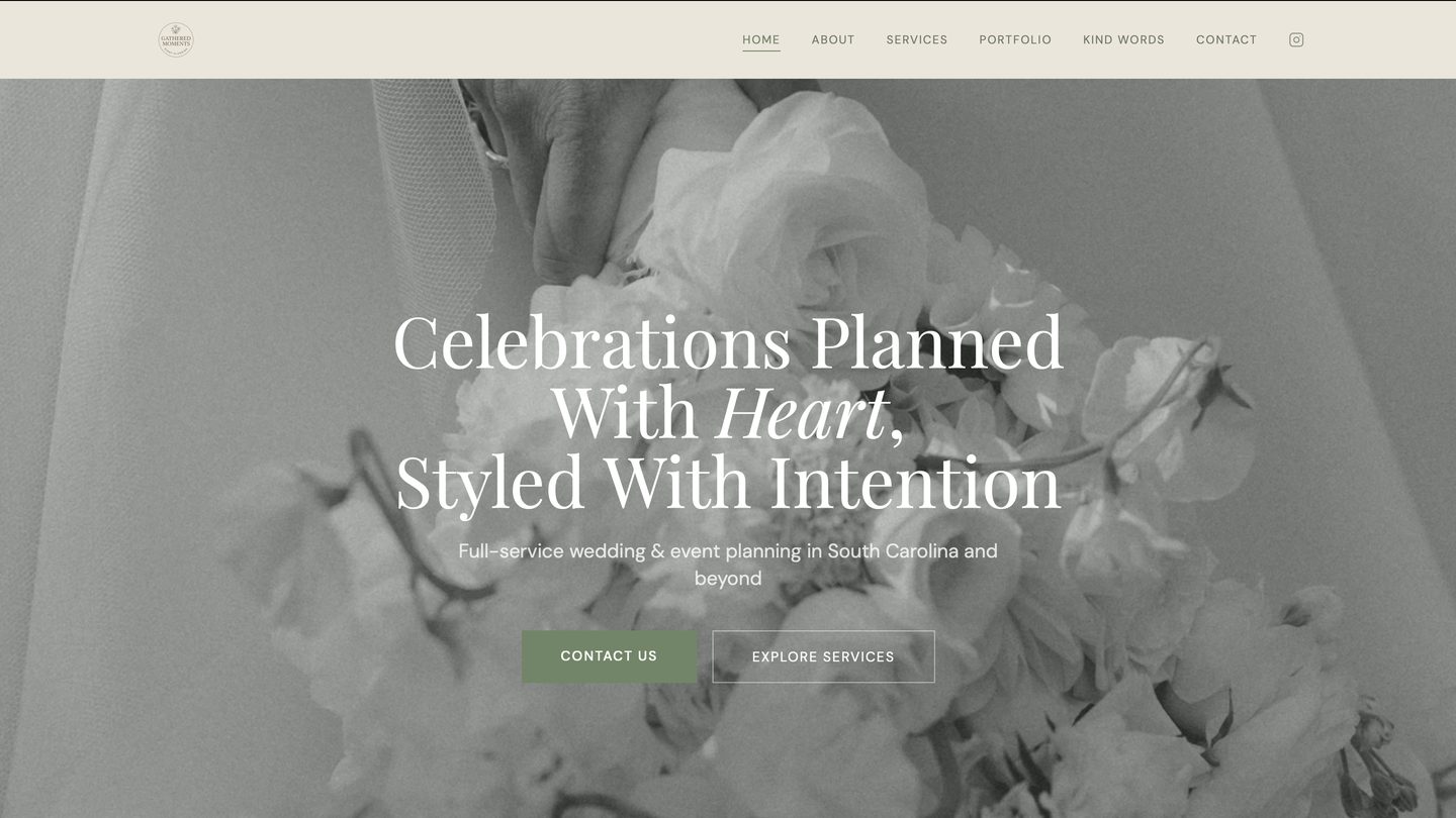 Gathered Moments Events website