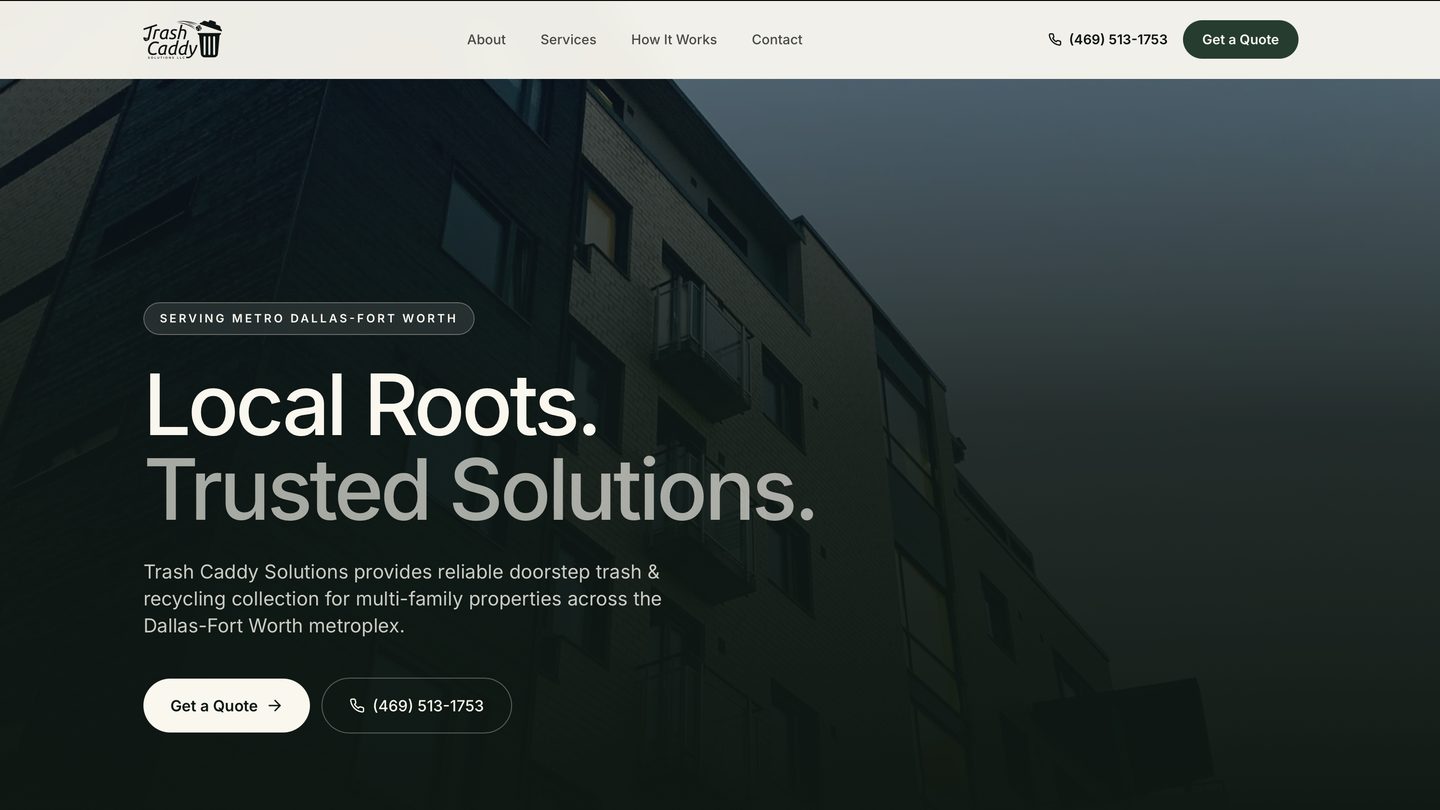 Trash Caddy Solutions website